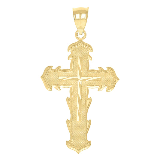 10K Yellow Gold Unisex Cross Religious Charm Pendant