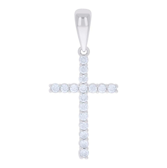 Sterling Silver Unisex Cubic Zirconia Cross Religious Charm Pendant