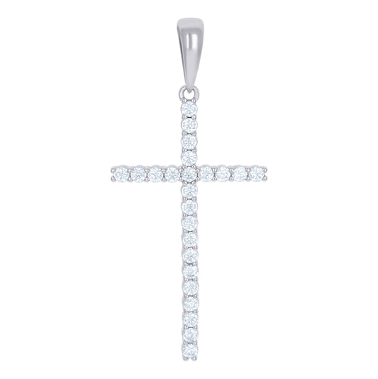 Sterling Silver Unisex Cubic Zirconia Cross Religious Charm Pendant