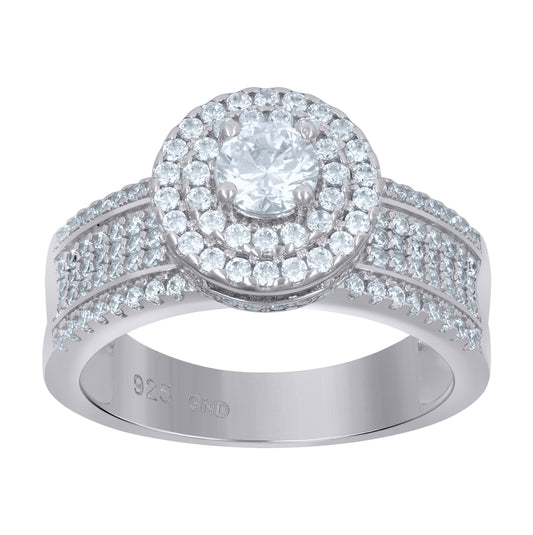 Sterling Silver Men's Cubic-Zirconia Fashion Bridal Anniversary Wedding Engagement Band Ring