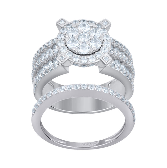 Sterling Silver Womens Cubic Zirconia Round Head Sizes 6 To 9-6mm Duo Bridal Anniversary Wedding Engagement Band Ring Band
