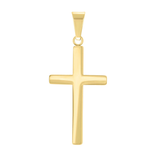 Stainless Steel Yellow-tone Mens Shiny Finish Cross Religious Charm Pendant
