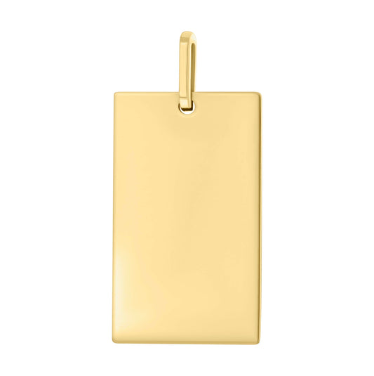 Stainless Steel Yellow-tone Mens Rectangle Dog Tag Pendant