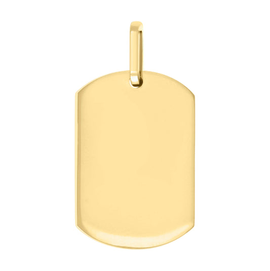 Stainless Steel Yellow-tone Mens Dog Tag Pendant