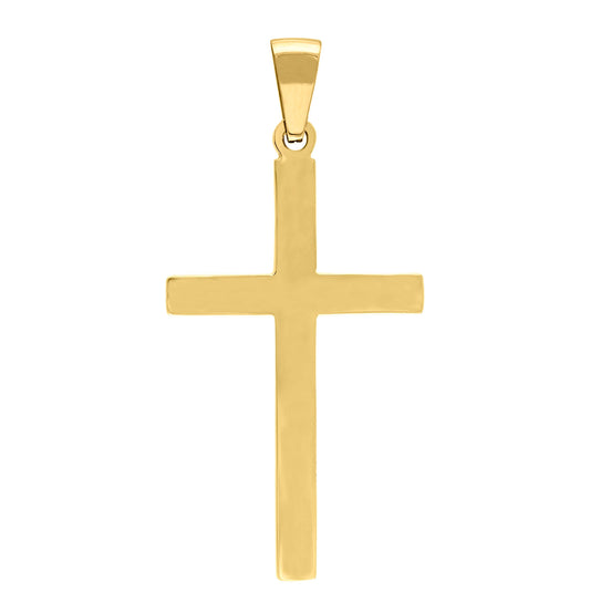 Stainless Steel Yellow-tone Mens Cross Religious Charm Pendant-26x48mm