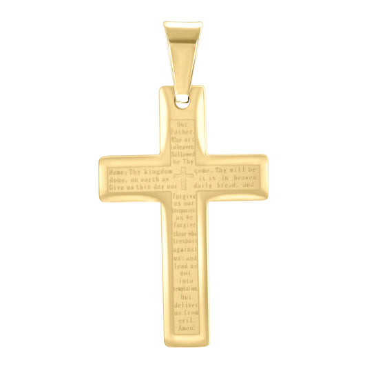 Stainless Steel Yellow-tone Cross Crucifix Religious Charm Pendant