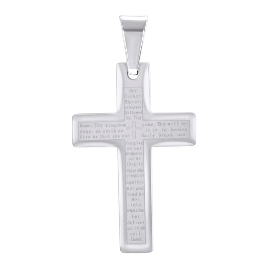 Stainless Steel Lorde's Prayer Cross Religious Charm Pendant