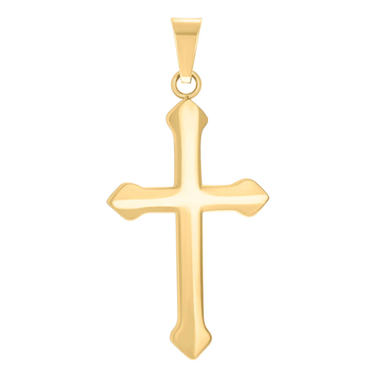 Stainless Steel Yellow-tone Mens Cross Religious Charm Pendant
