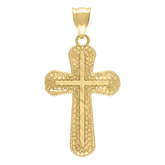 10K Yellow Gold Mens Cross Religious Charm Pendant