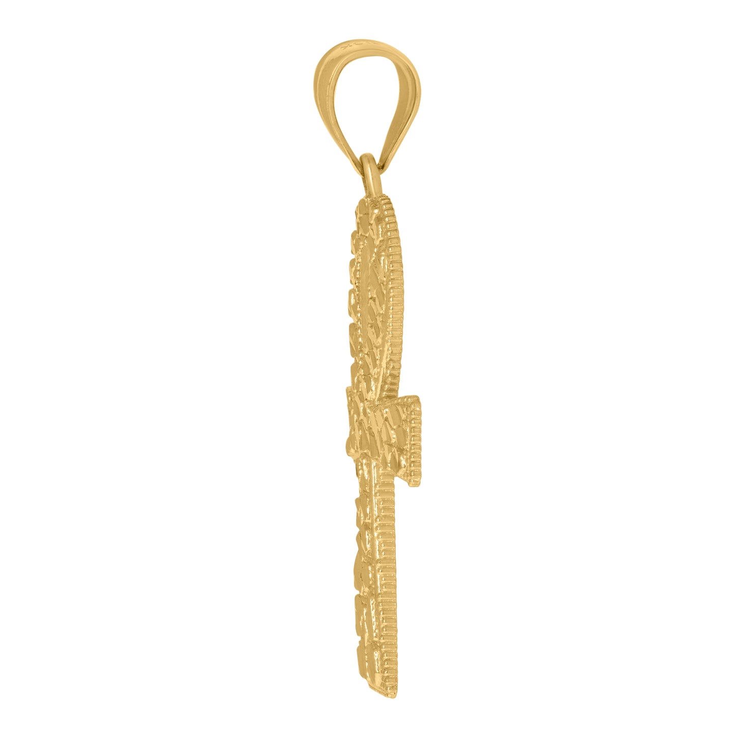 10K Yellow Gold Unisex Nugget Egyptian Ankh Cross Religious Charm Pendant