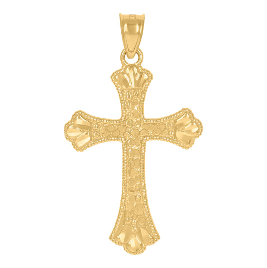 10K Yellow Gold Mens Cross Religious Charm Pendant