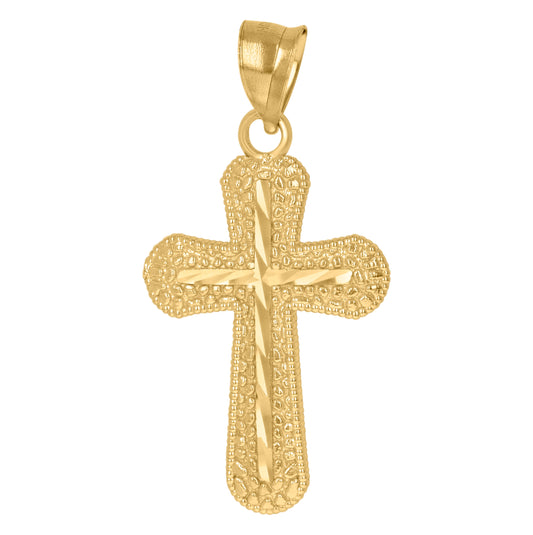 10K Yellow Gold Unisex Cross Religious Charm Pendant