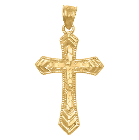 10K Yellow Gold Unisex Passion Cross Religious Charm Pendant