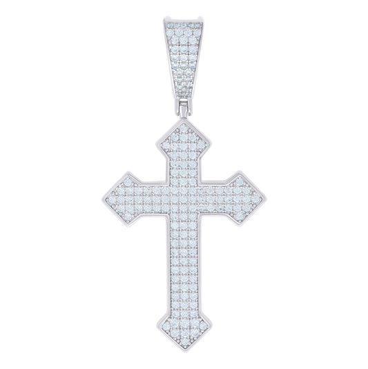 Sterling Silver Unisex Cubic Zirconia Cross Religious Charm Pendant
