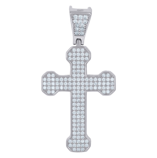 Sterling Silver Unisex Cubic-Zirconia Cross Religious Charm Pendant