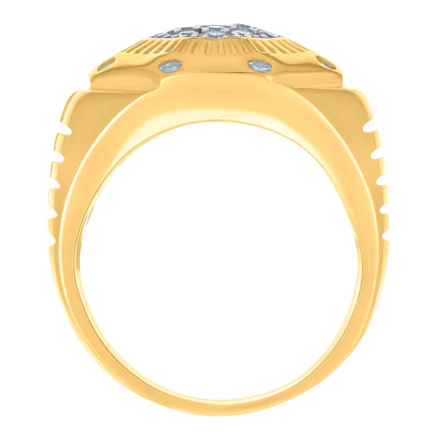 Sterling Silver Yellow-Tone Men's Cubic-Zirconia Fashion Bridal Anniversary Wedding Engagement Band Ring