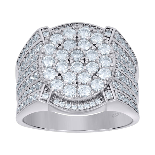 Sterling Silver Men's Cubic Zirconia Presidential Bridal Anniversary Wedding Engagement Band Ring Sizes 7 To 12