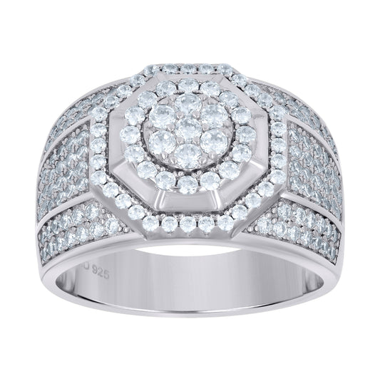Sterling Silver Mens Cubic Zirconia Presidential Bridal Anniversary Wedding Engagement Band Ring Sizes 7 To 12