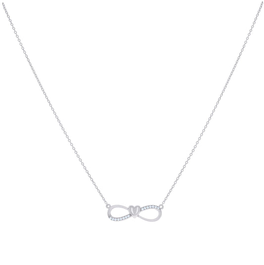Sterling Silver Women Cubic Zirconia Rolo Link Infinity Necklace