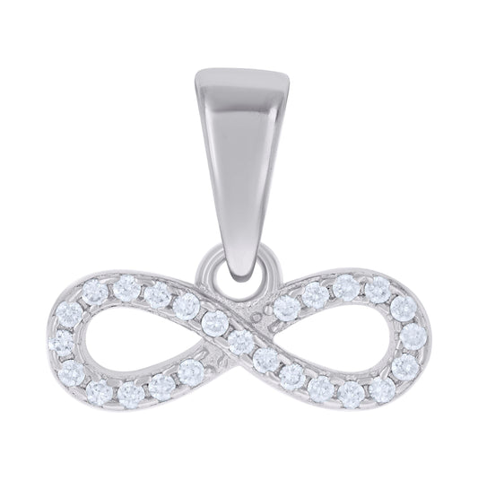 Sterling Silver Womens Cubic-Zirconia Infinity Charm Pendant