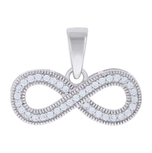 Sterling Silver Womens Cubic-Zirconia Infinity Charm Pendant
