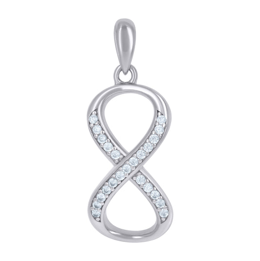Sterling Silver Womens Cubic-Zirconia Infinity Charm Pendant