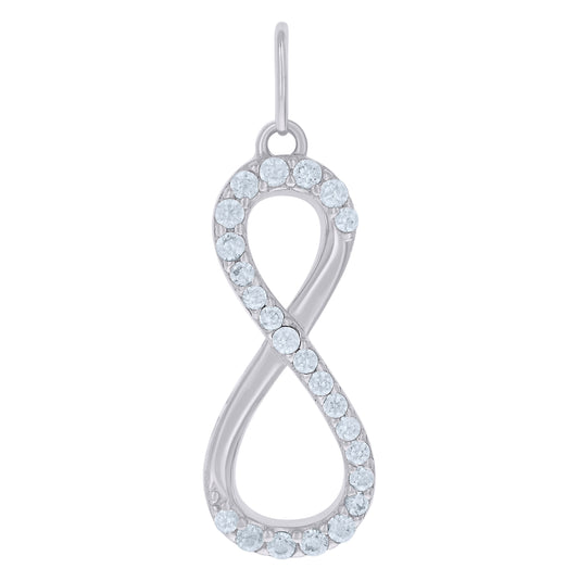 Sterling Silver Womens Cubic-Zirconia Infinity Charm Pendant