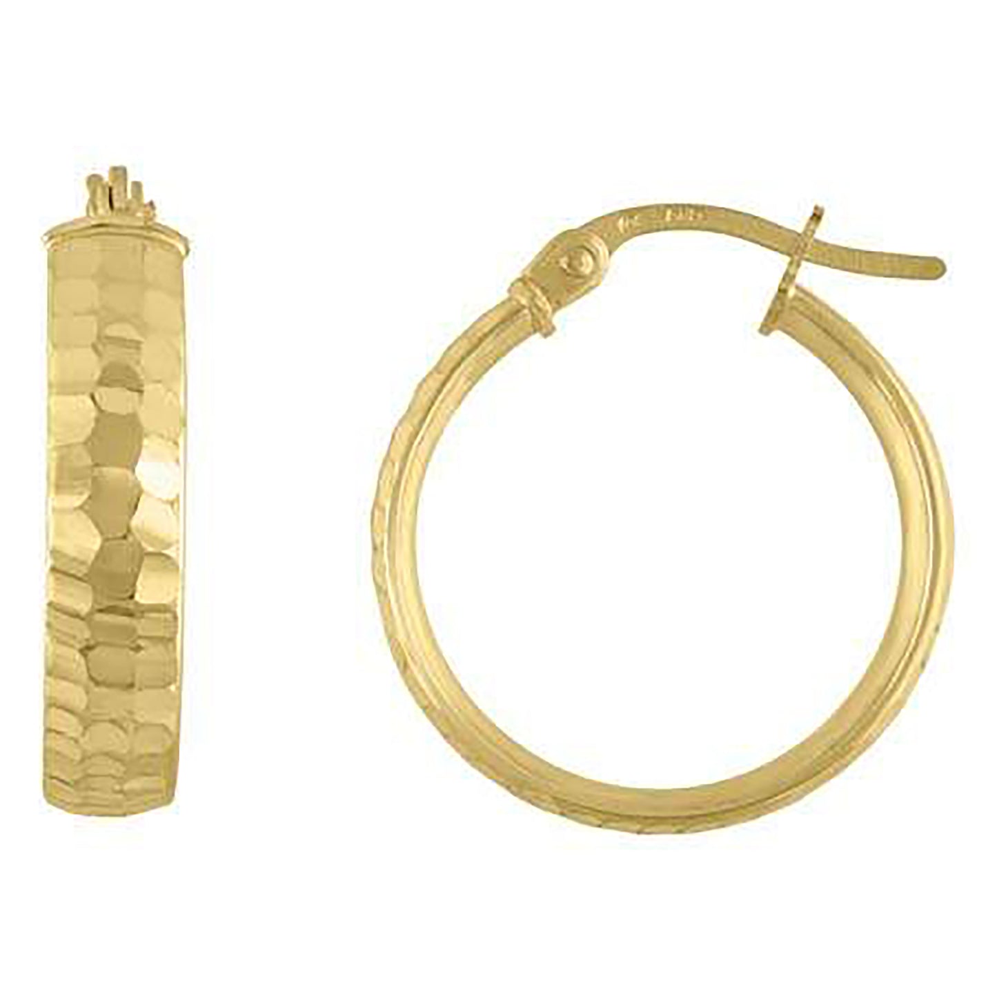 10K Yellow Gold Womens Diamond-cut Hinged Hoops Huggies