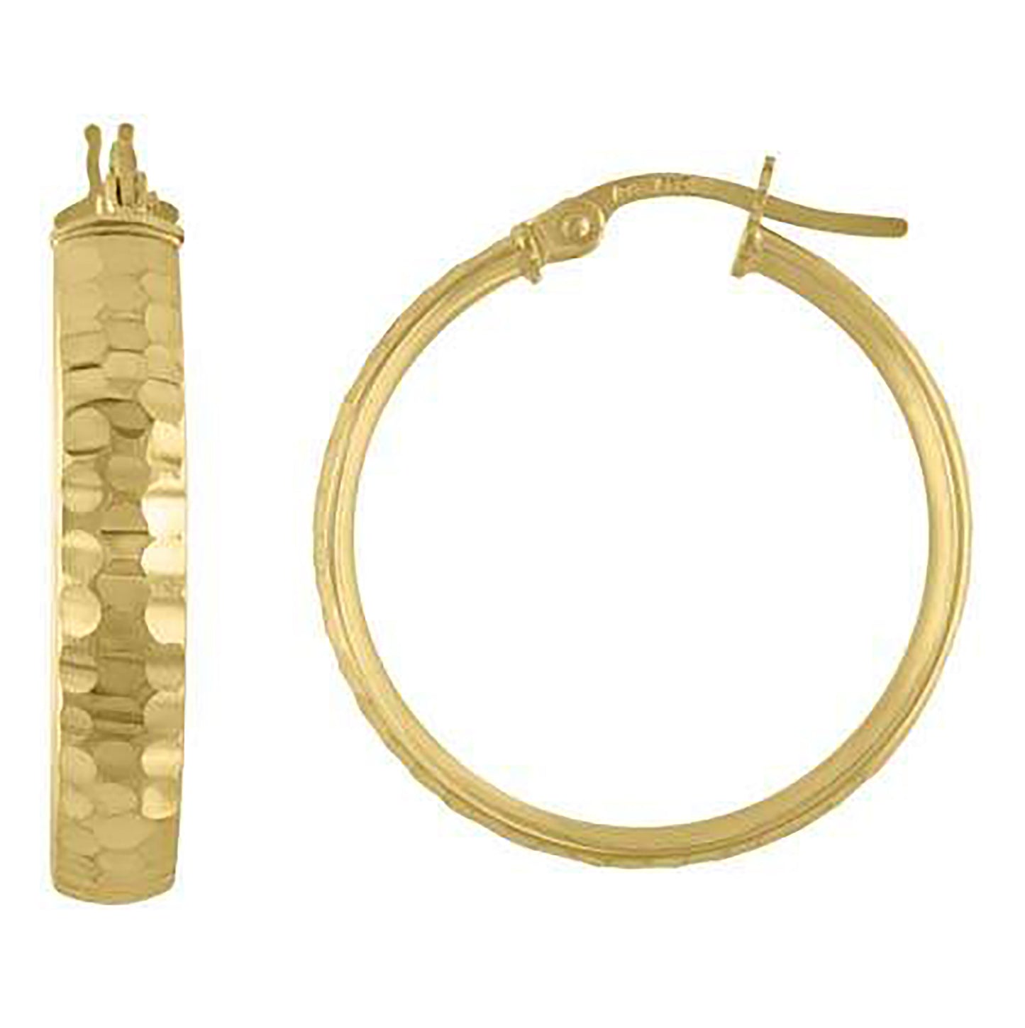 10K Yellow Gold Womens Diamond-cut Hinged Hoops Huggies