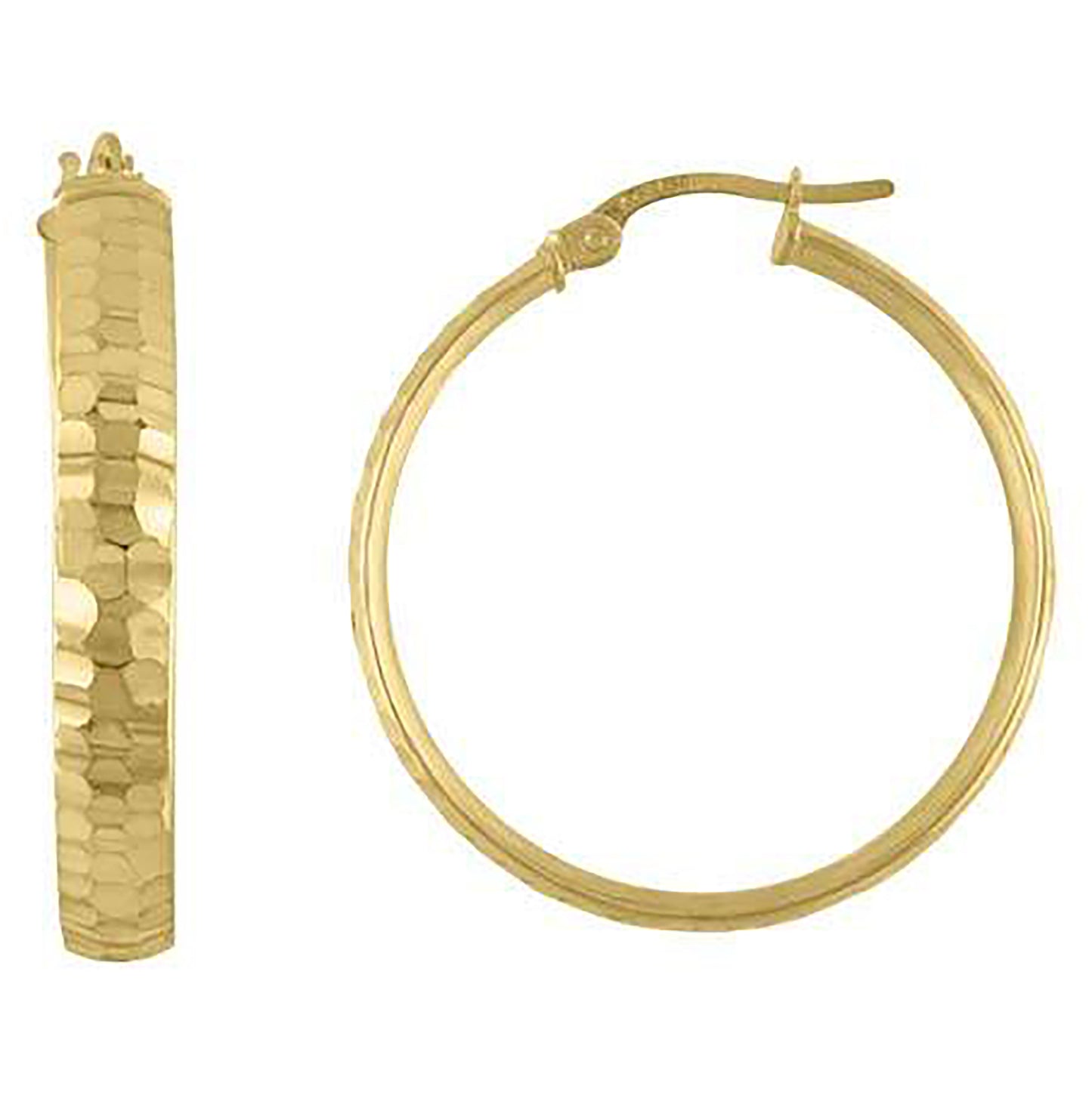 10K Yellow Gold Womens Diamond-cut Hinged Hoops Huggies