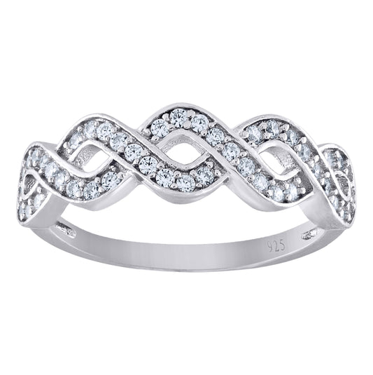 Sterling Silver Weaved Sizes 6 To 9 Womens Cubic-Zirconia Bridal Anniversary Wedding Engagement Band Ring Band