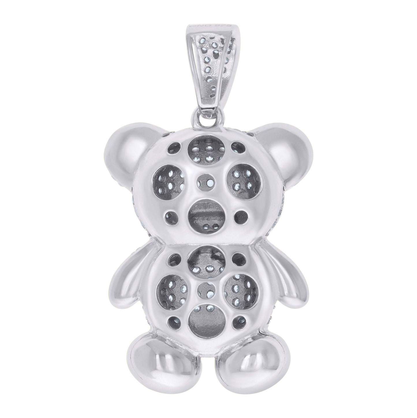 Sterling Silver Mens Cubic-Zirconia Teddy Bear Fashion Charm Pendant