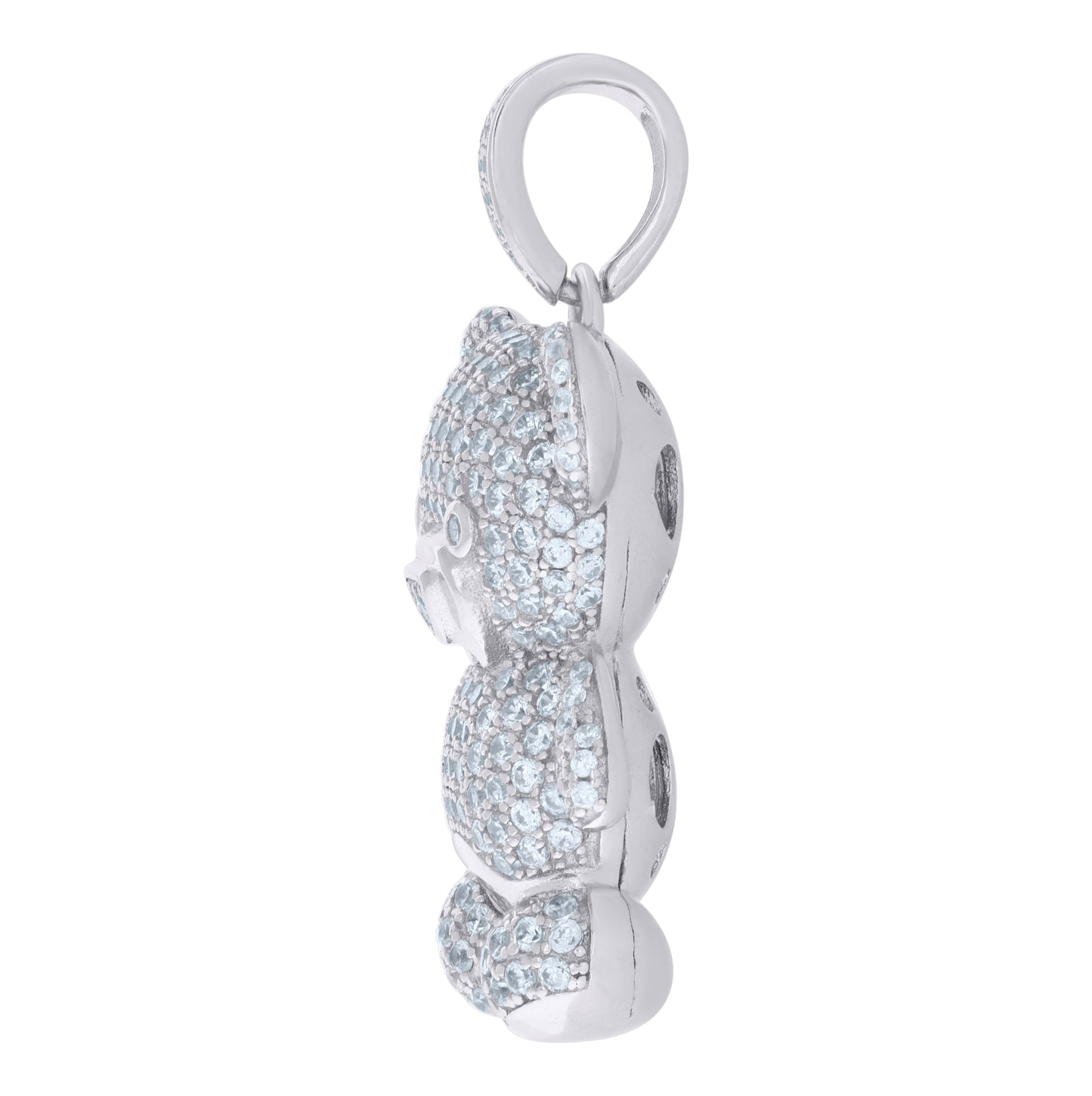 Sterling Silver Mens Cubic-Zirconia Teddy Bear Fashion Charm Pendant