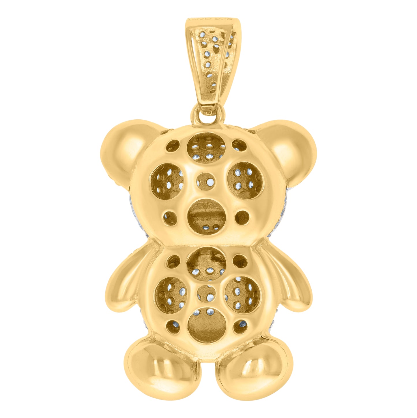 Sterling Silver Mens Cubic-Zirconia Teddy Bear Fashion Charm Pendant