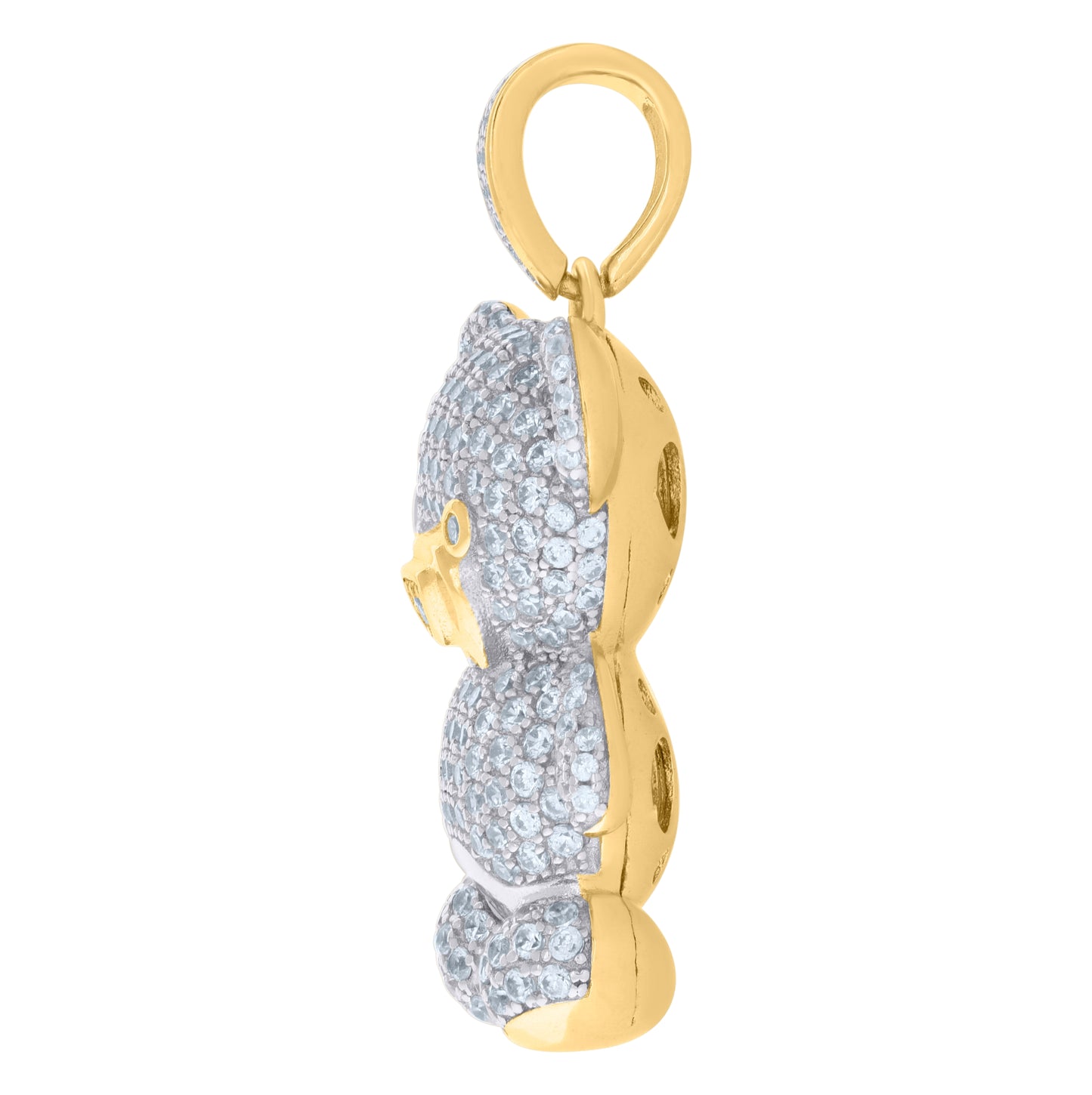 Sterling Silver Mens Cubic-Zirconia Teddy Bear Fashion Charm Pendant