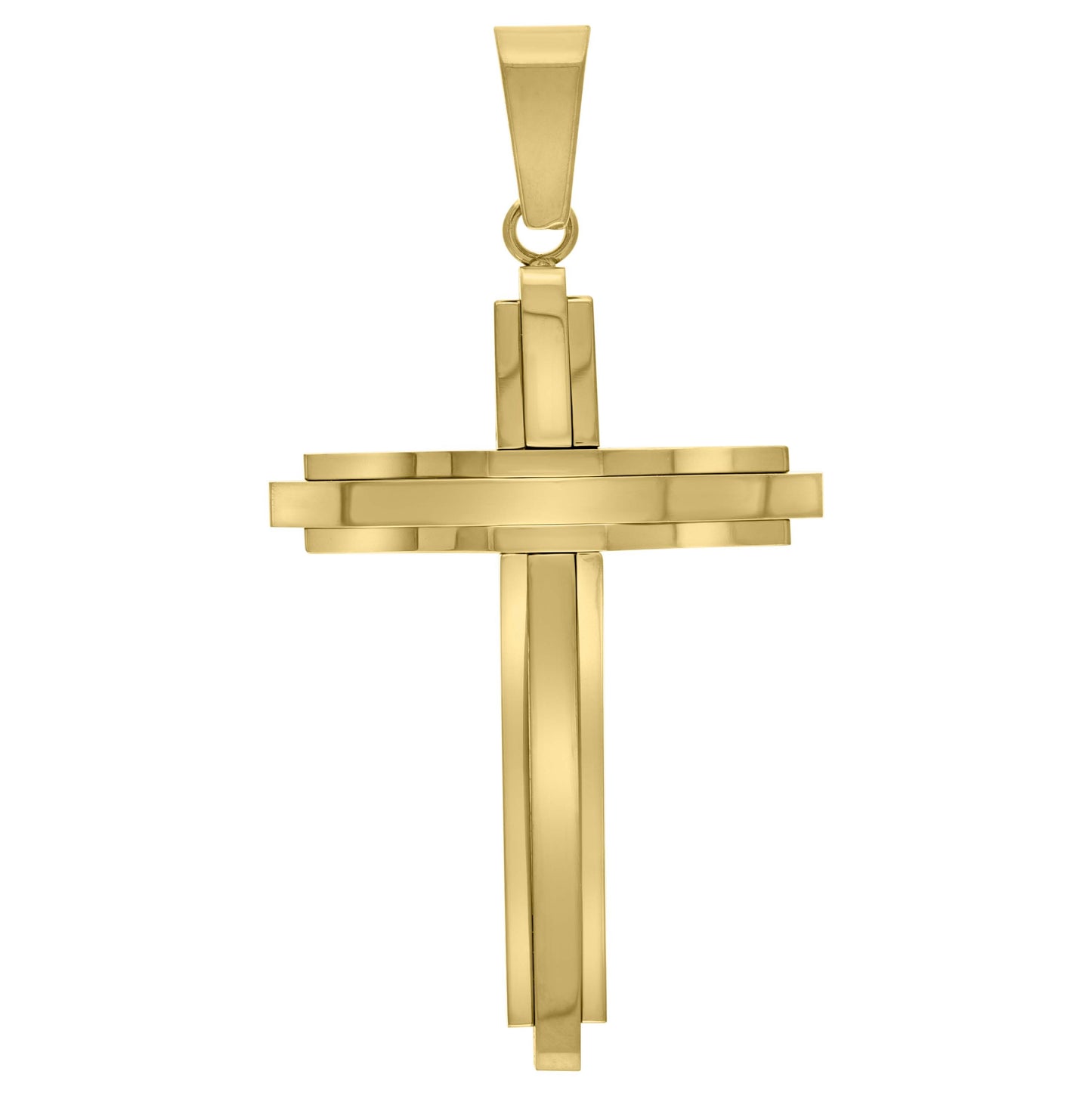 Stainless Steel Mens Two Layer Cross Religious Charm Pendant