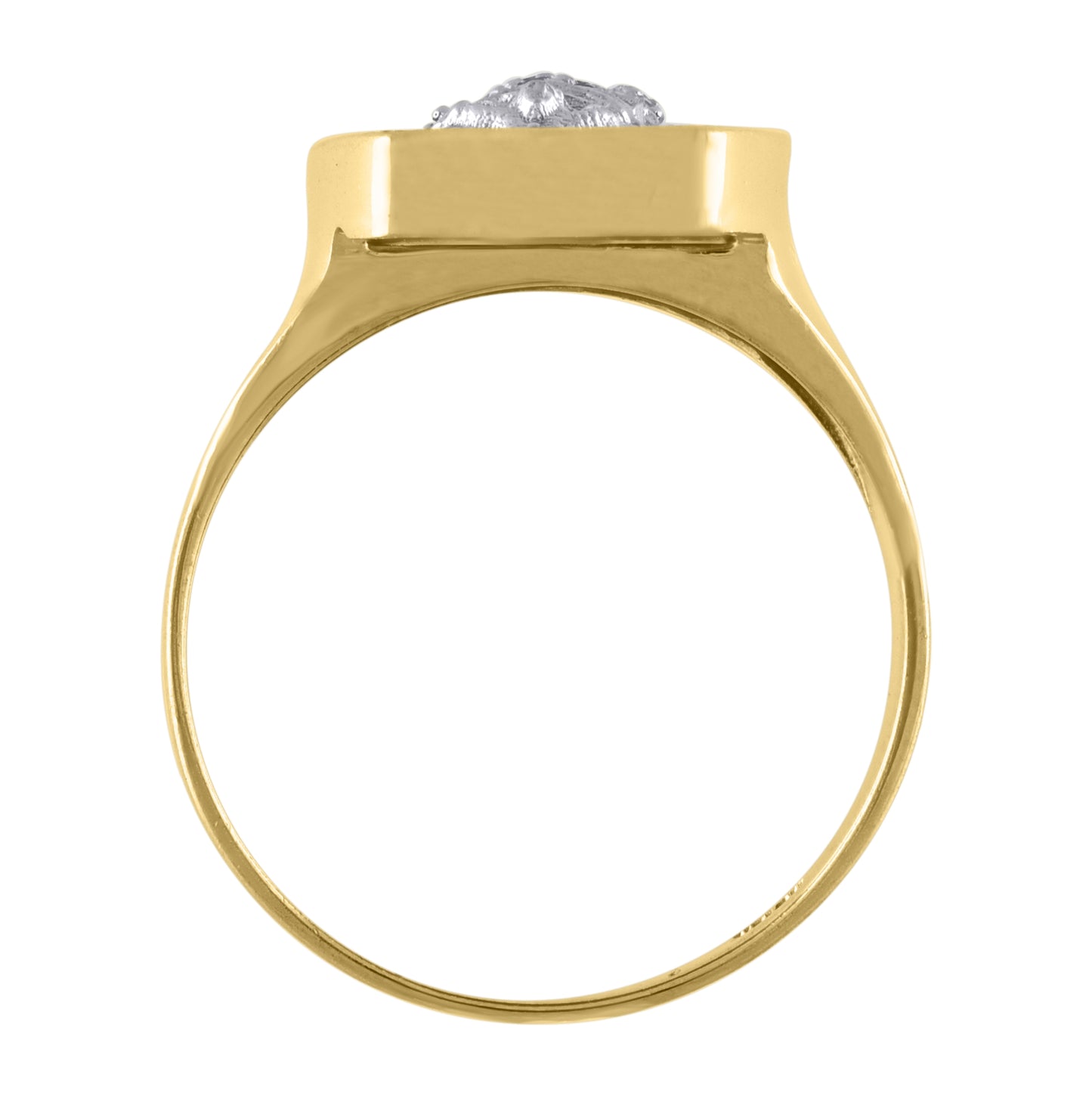 10K Two-Tone Gold Mens Cubic Zirconia Lady Of Guadalupe Religious Ring