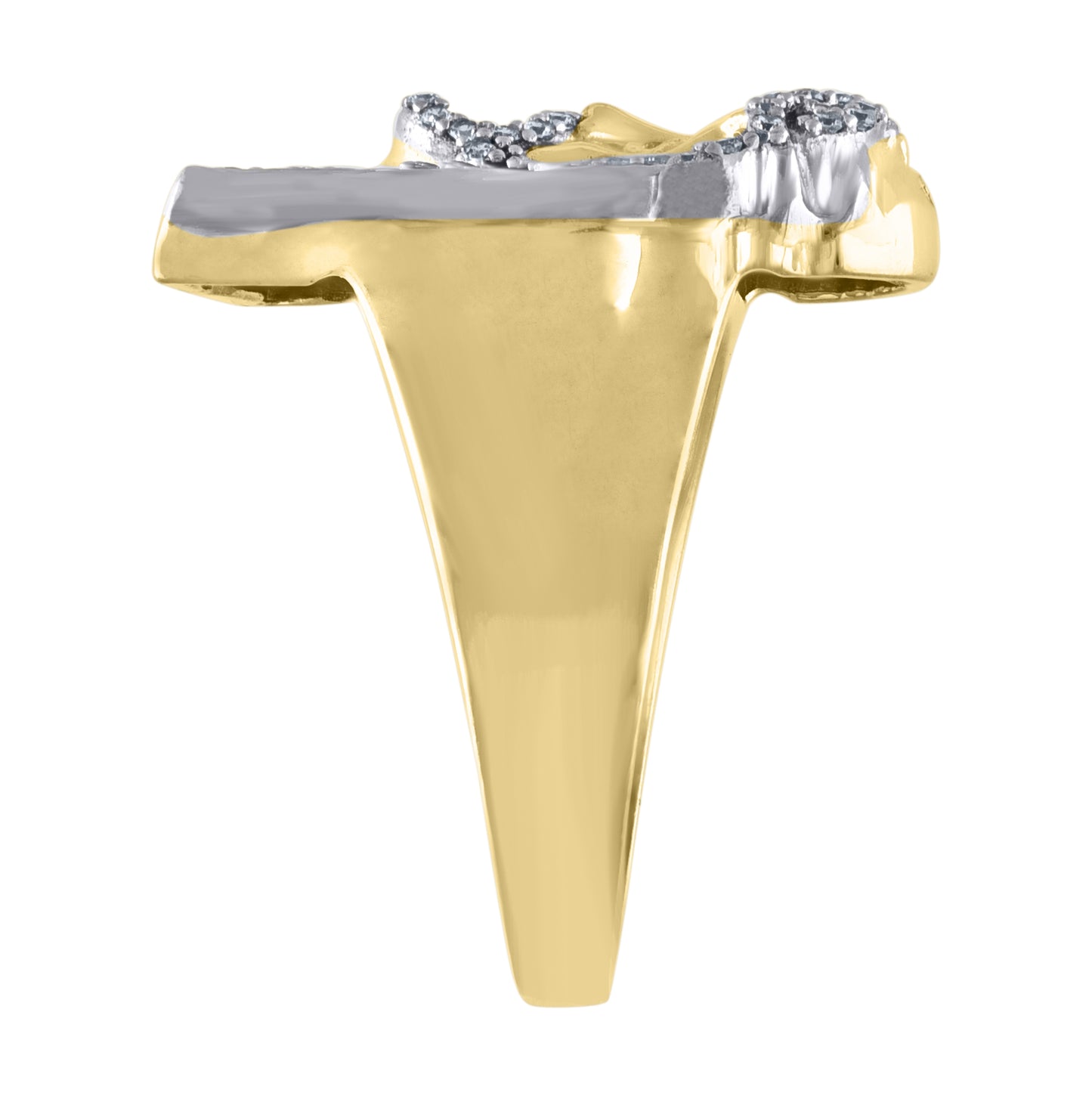 10K Two-Tone Gold Mens Cubic Zirconia Jesus Face Religious Ring