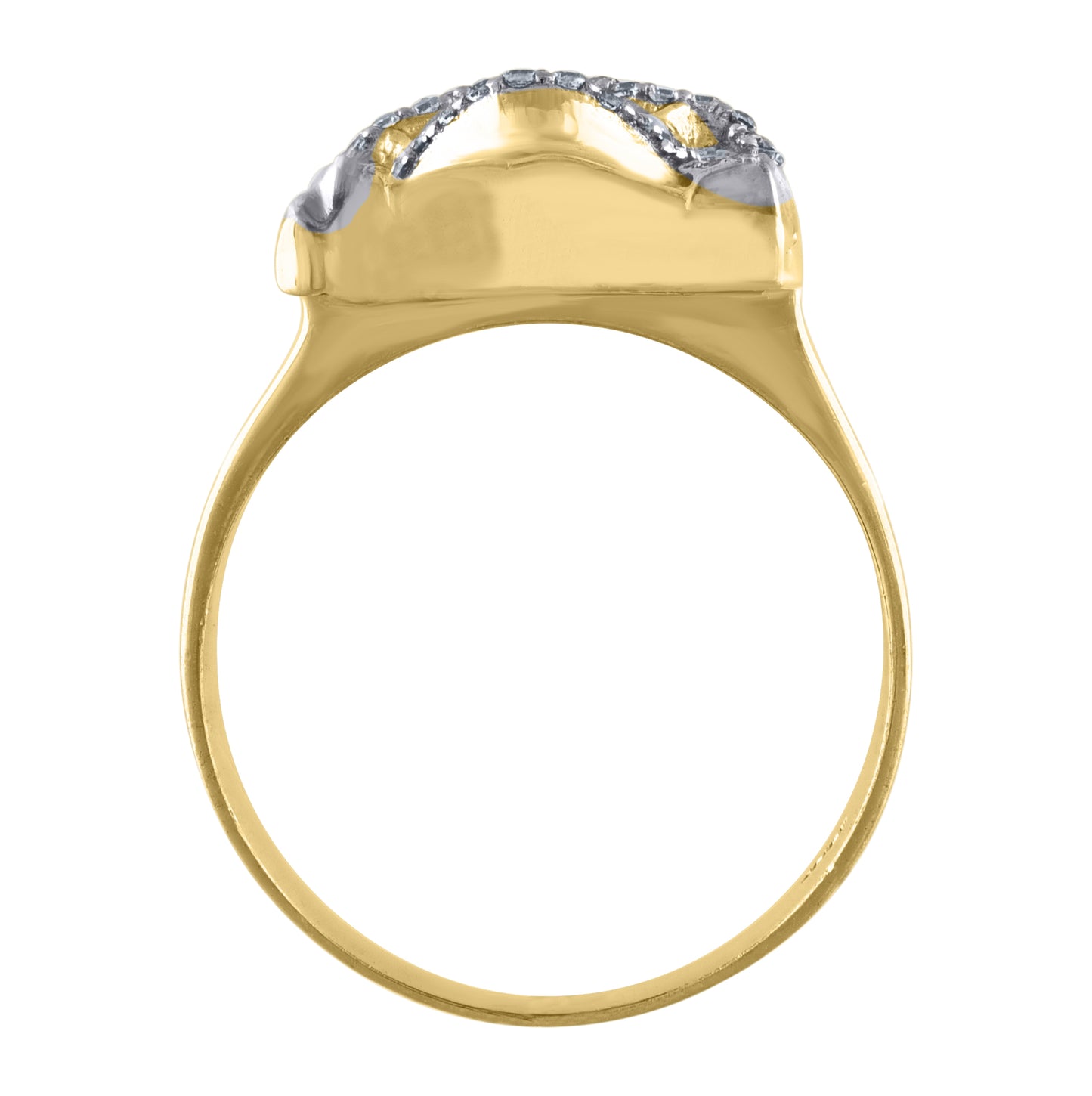 10K Two-Tone Gold Mens Cubic Zirconia Jesus Face Religious Ring