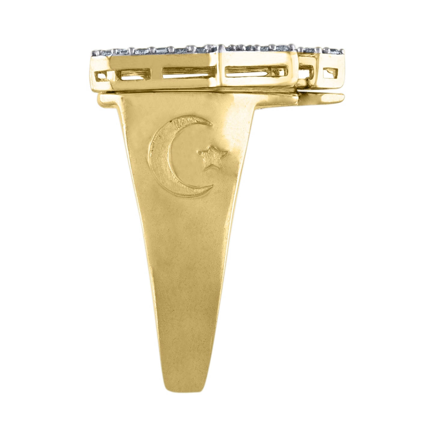 10K Two-Tone Gold Mens Cubic Zirconia Allah Religious Ring