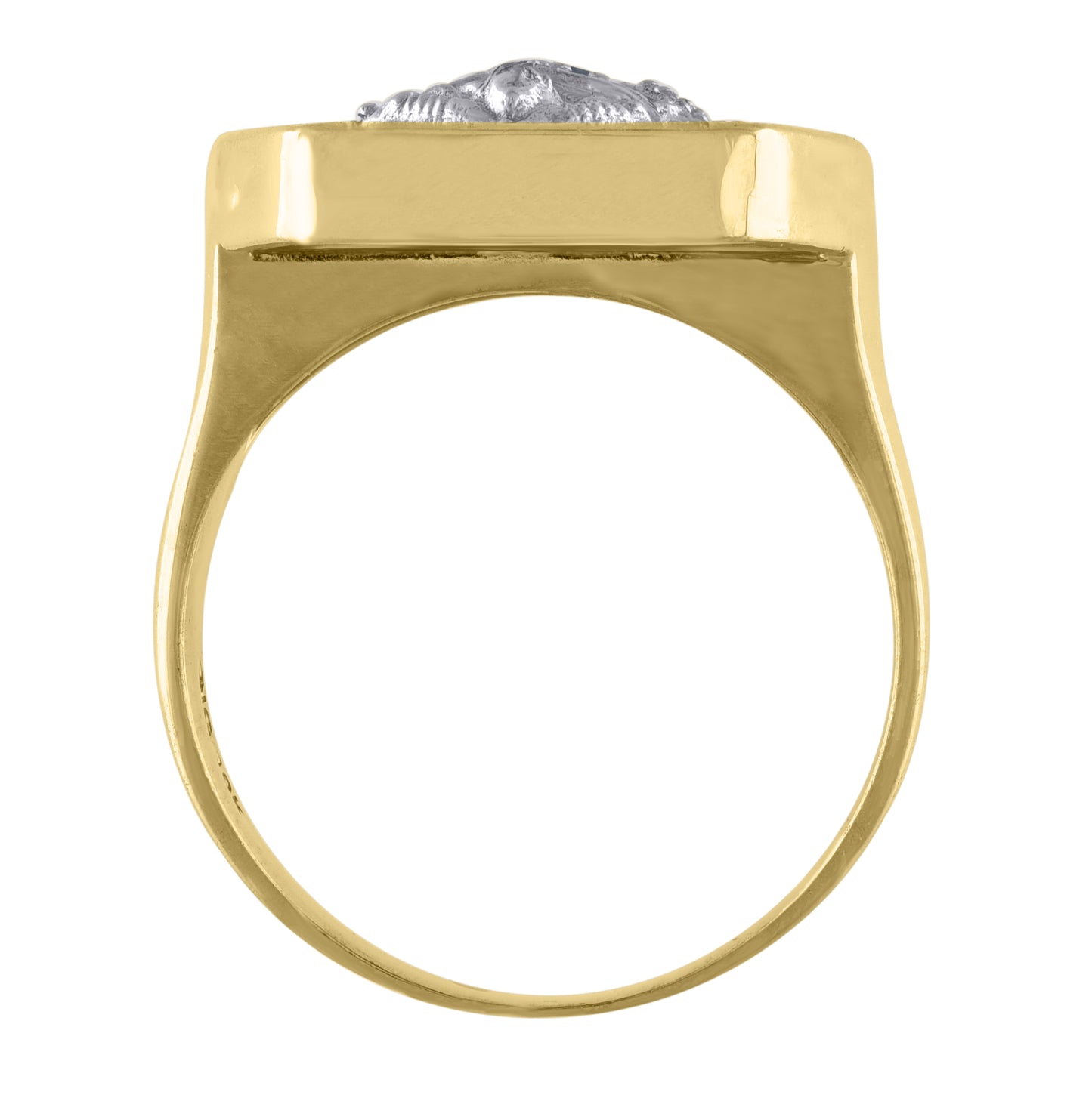 10K Two-Tone Gold Mens Cubic Zirconia Lady Of Guadalupe Religious Ring