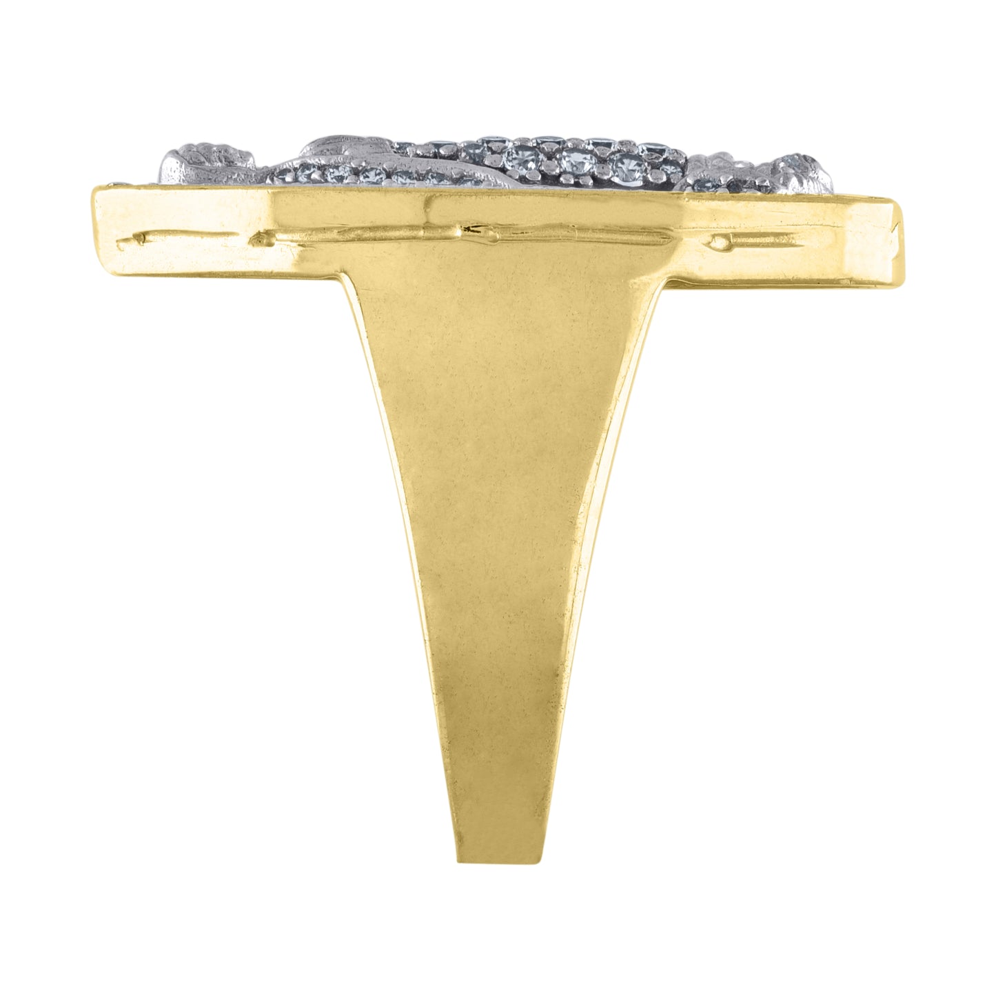 10K Two-Tone Gold Mens Cubic Zirconia Lady Of Guadalupe Religious Ring