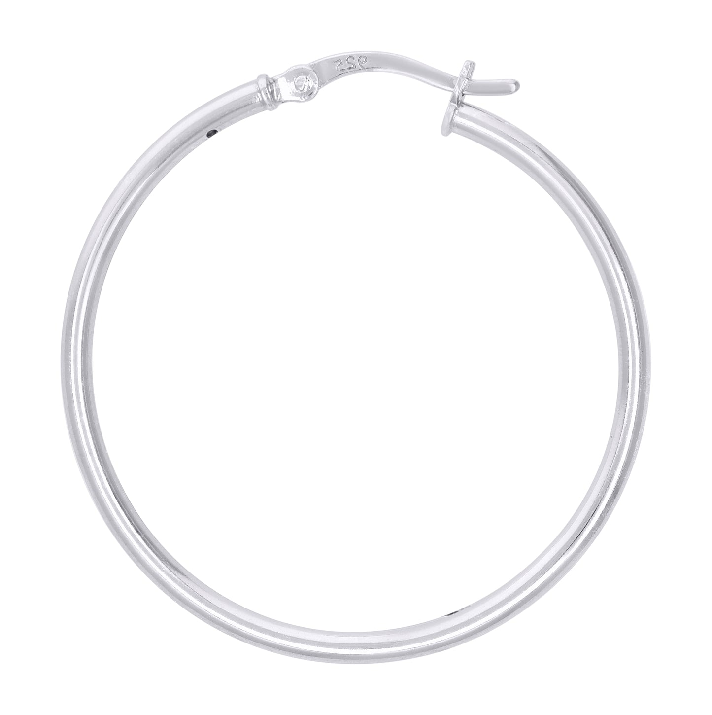 Sterling Silver Rhodium Plated Womens Classic Hoop Earrings