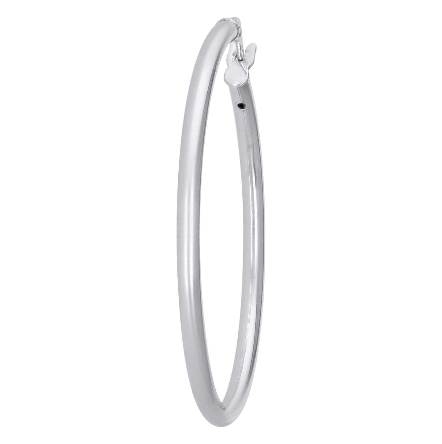 Sterling Silver Rhodium Plated Womens Classic Hoop Earrings