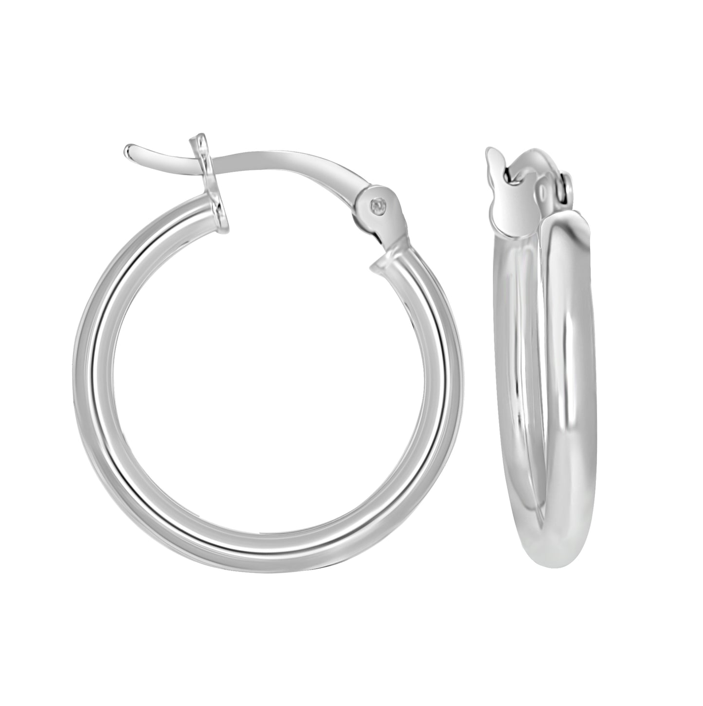 Sterling Silver Rhodium Plated Womens Classic Hoop Earrings