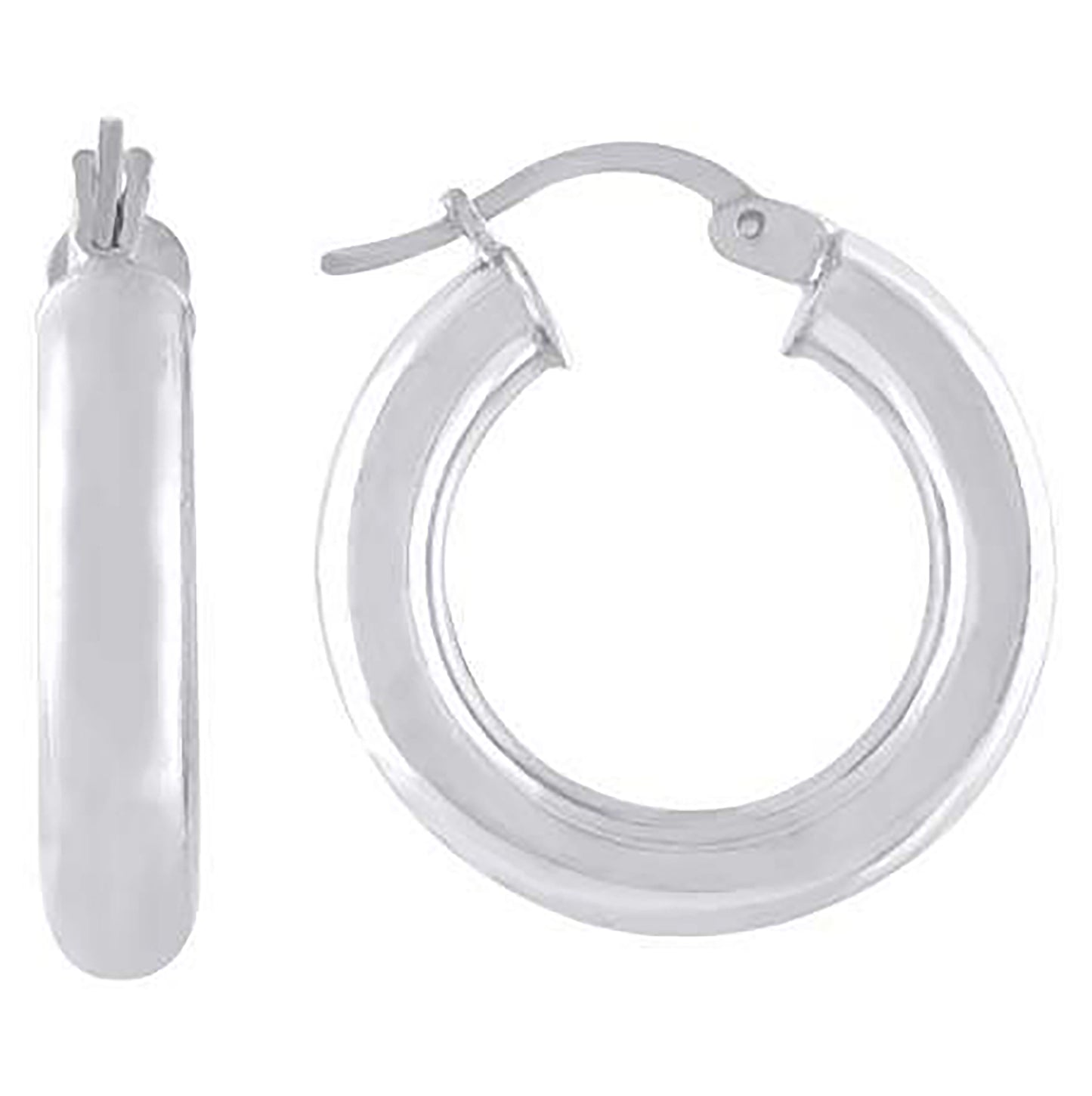 Sterling Silver Rhodium Plated Womens Classic Hoop Earrings