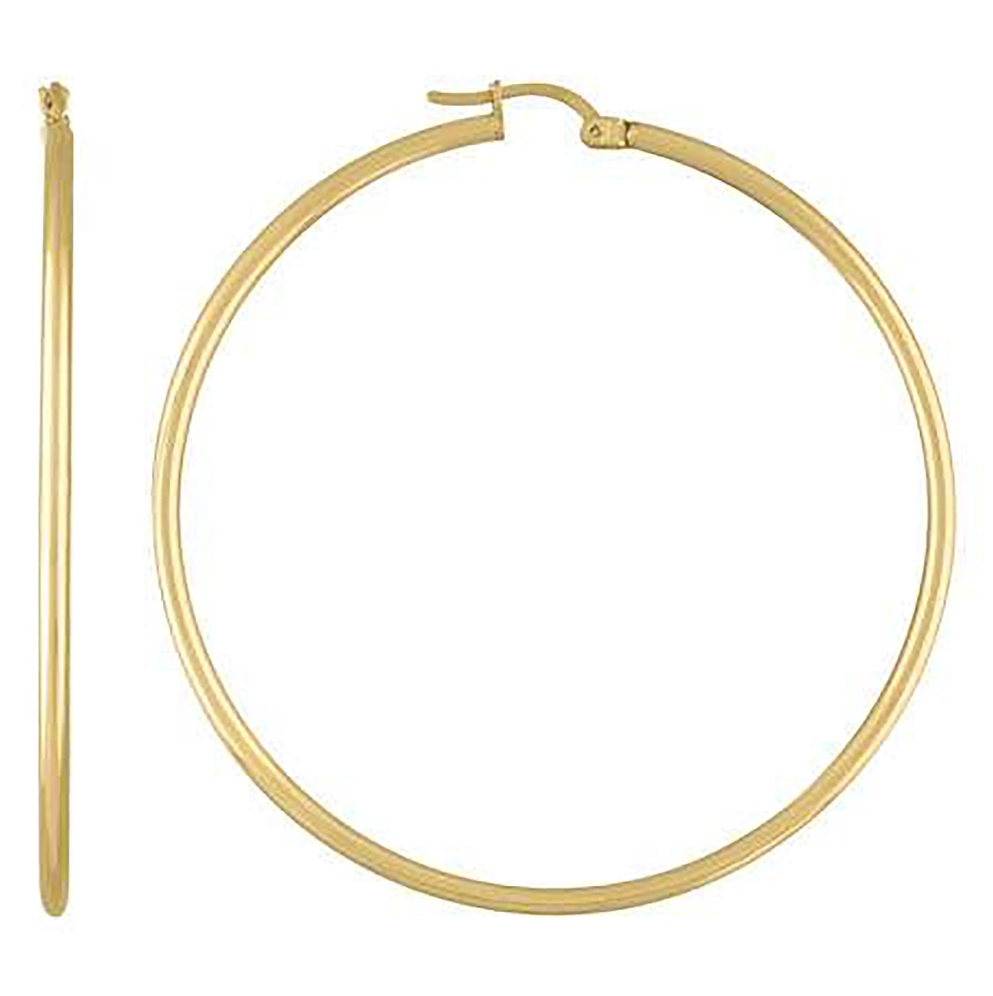 Sterling Silver Yellow-Tone Womens Classic Hoop Earrings