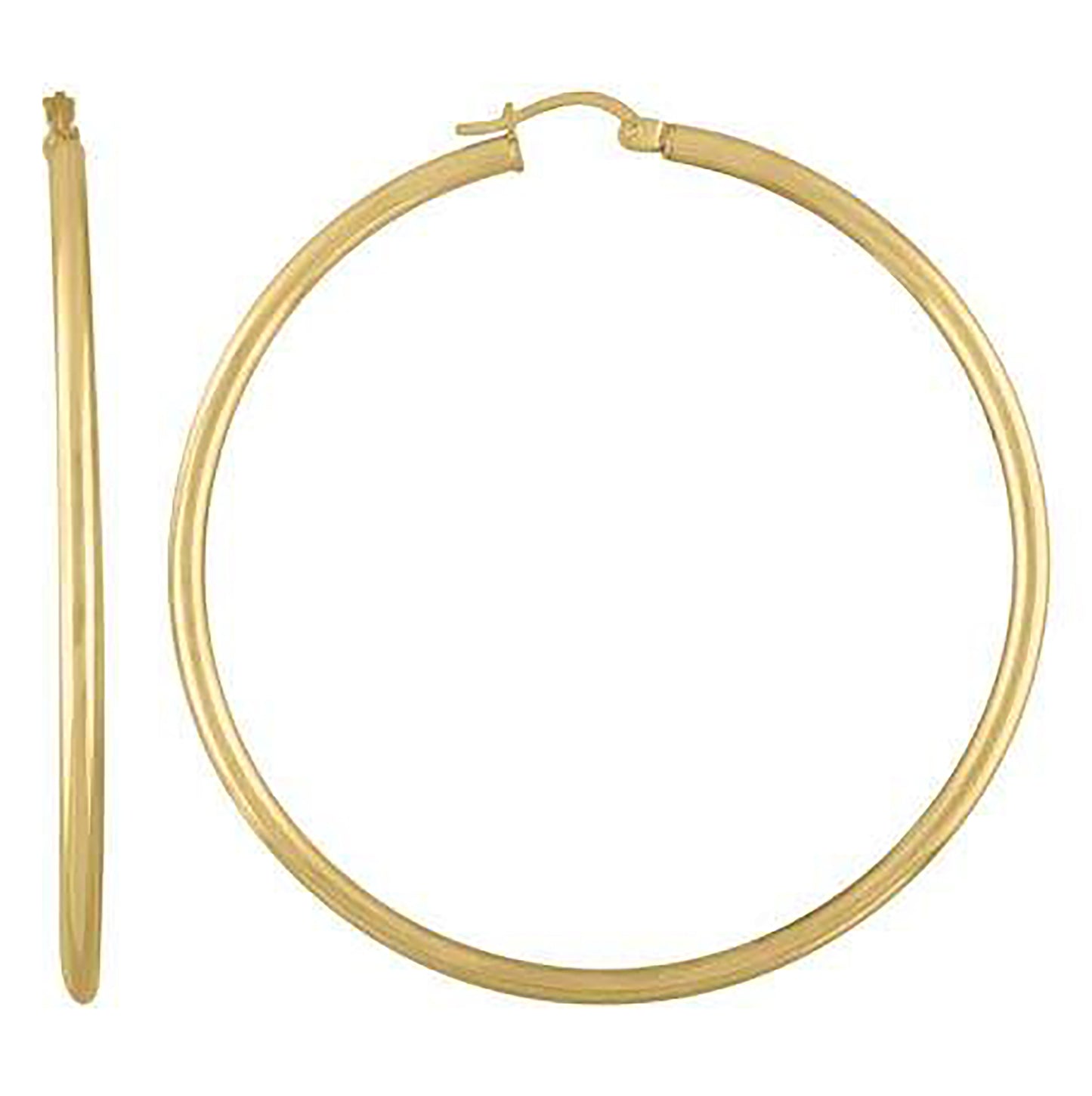 Sterling Silver Yellow-Tone Womens Classic Hoop Earrings