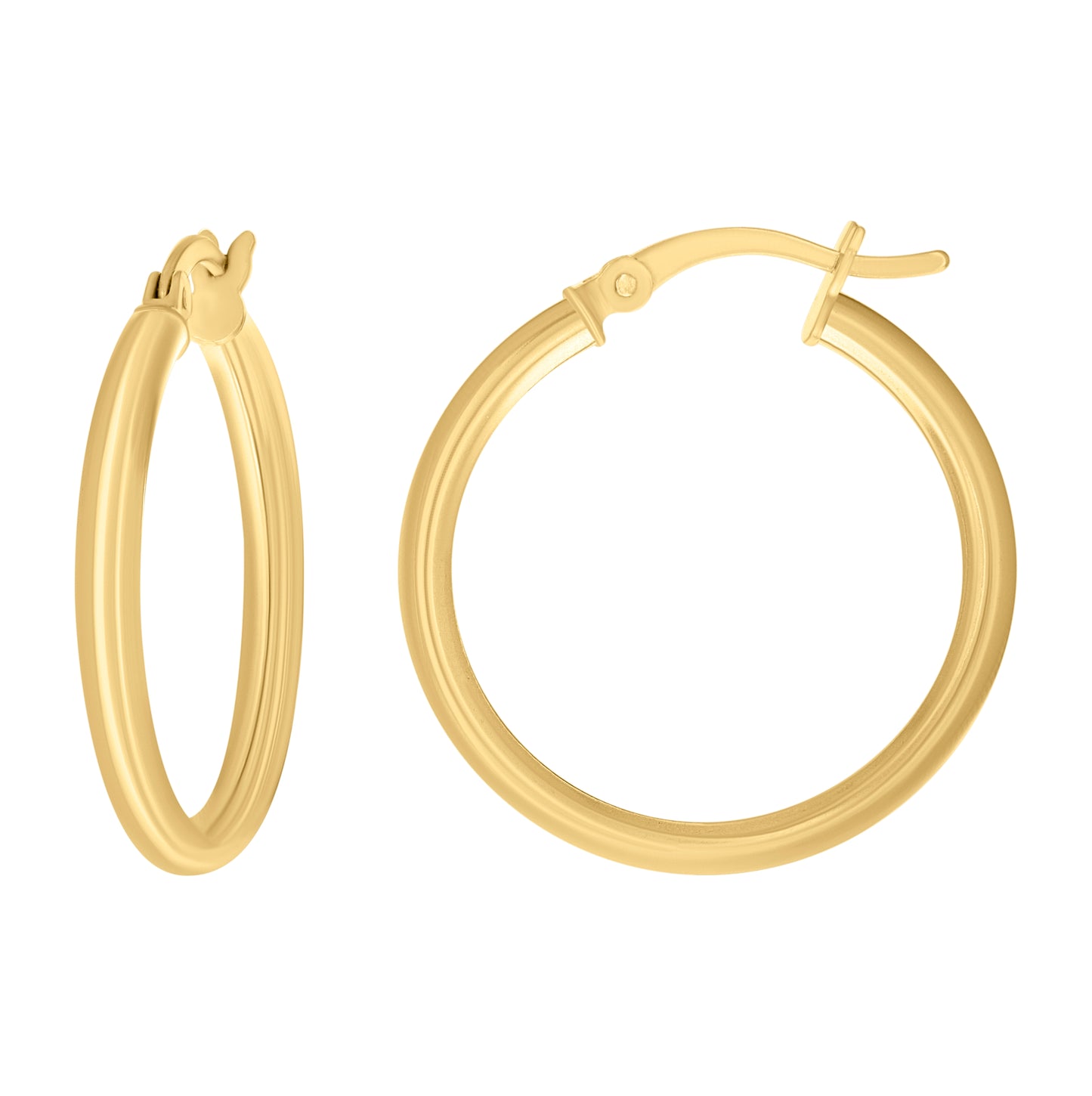 Sterling Silver Yellow-Tone Womens Classic Hoop Earrings