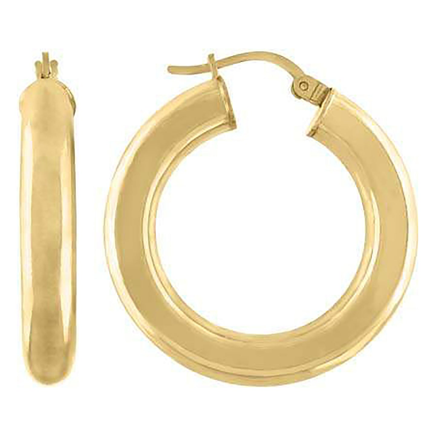 Sterling Silver Yellow-Tone Womens Classic Hoop Earrings